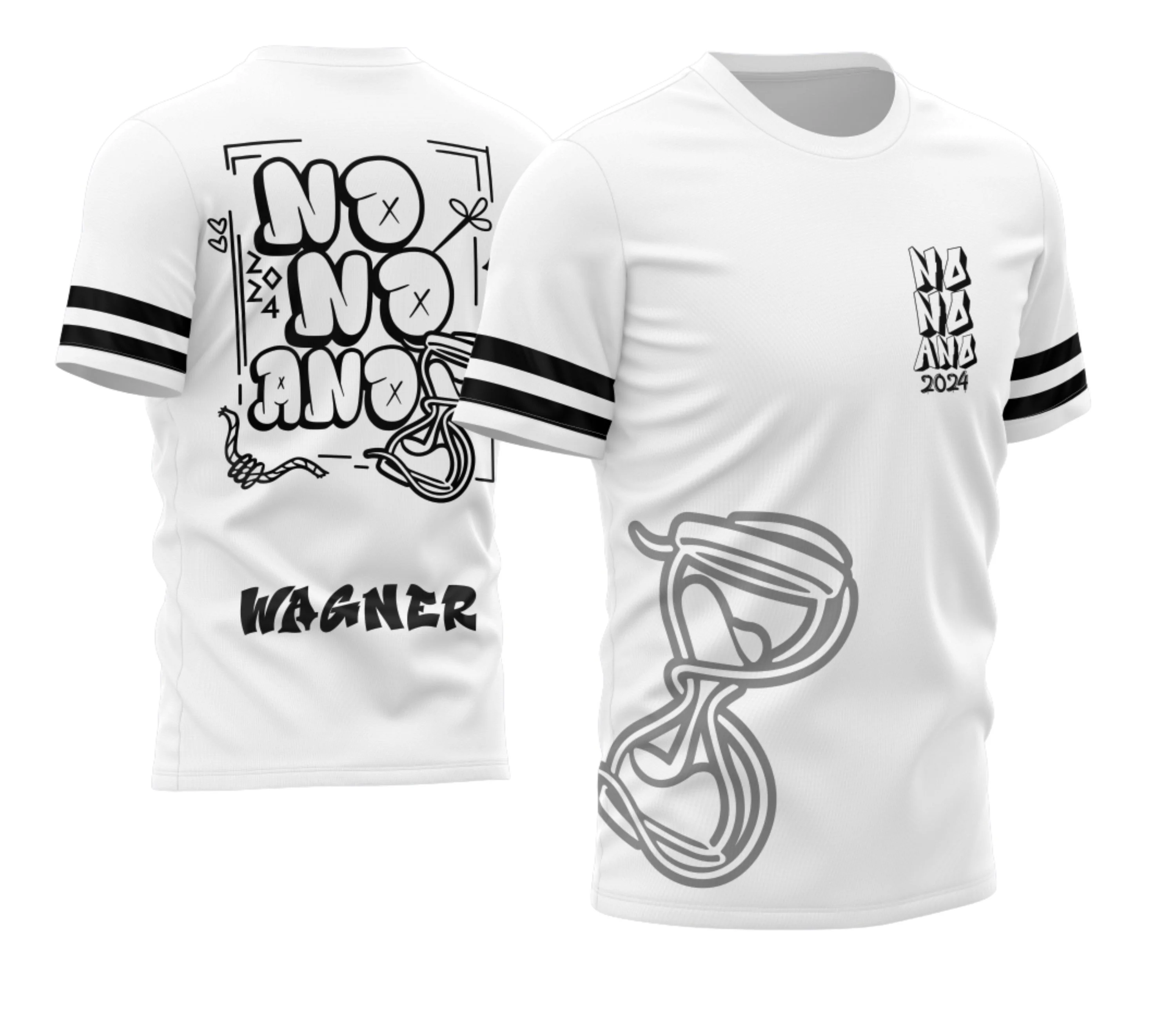 Camiseta unissex preta com logo no peito e estampa grande nas costas que destaca o tema Nono Ano 2026 Ampulheta, perfeita para estudantes que querem estilo e identidade.