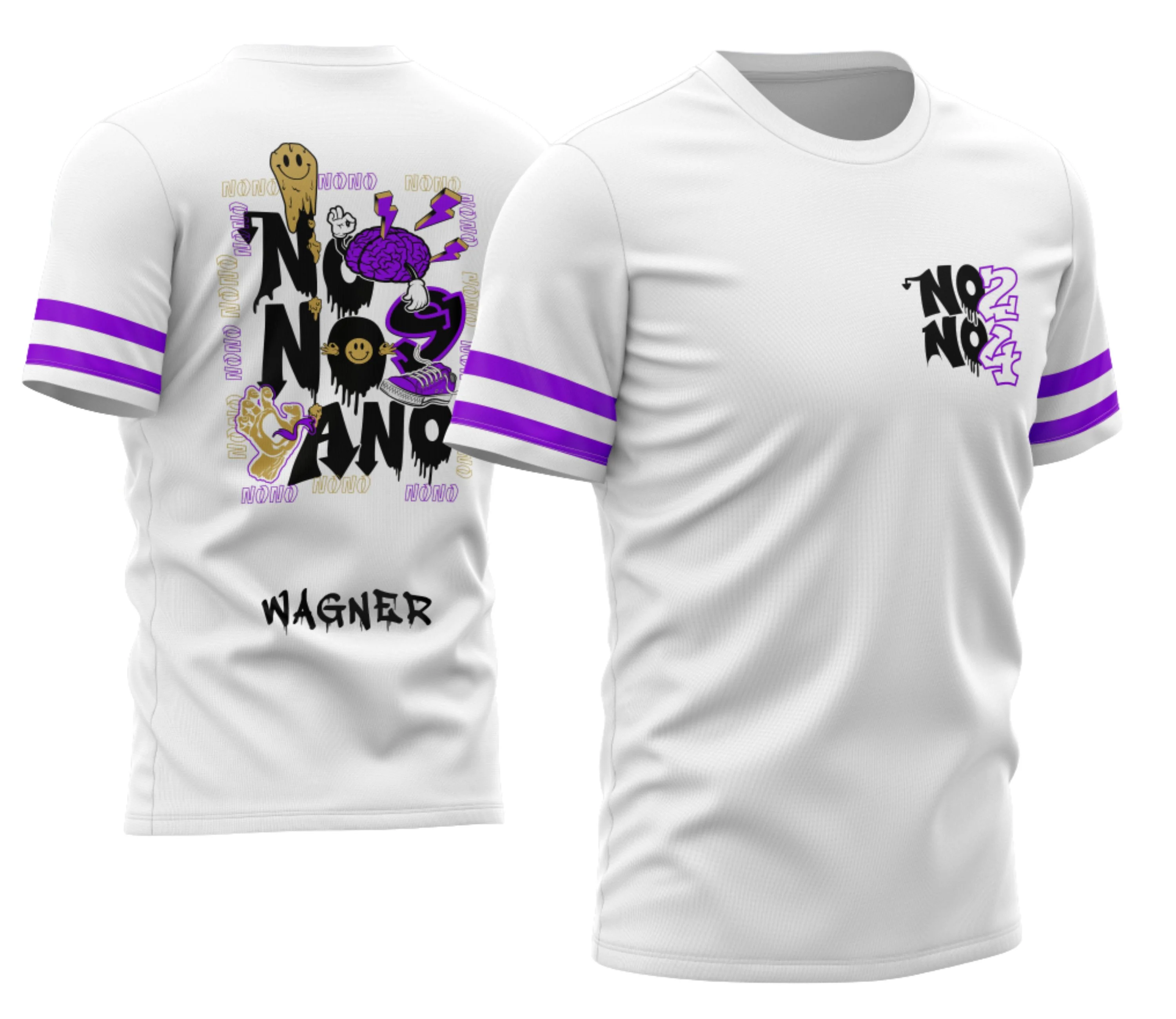 Camiseta unissex branca com logo no peito e estampa grande nas costas mostrando o tema Nono Ano 2026 Derretendo, em estilo moderno e vibrante, perfeita para uso casual e eventos escolares.