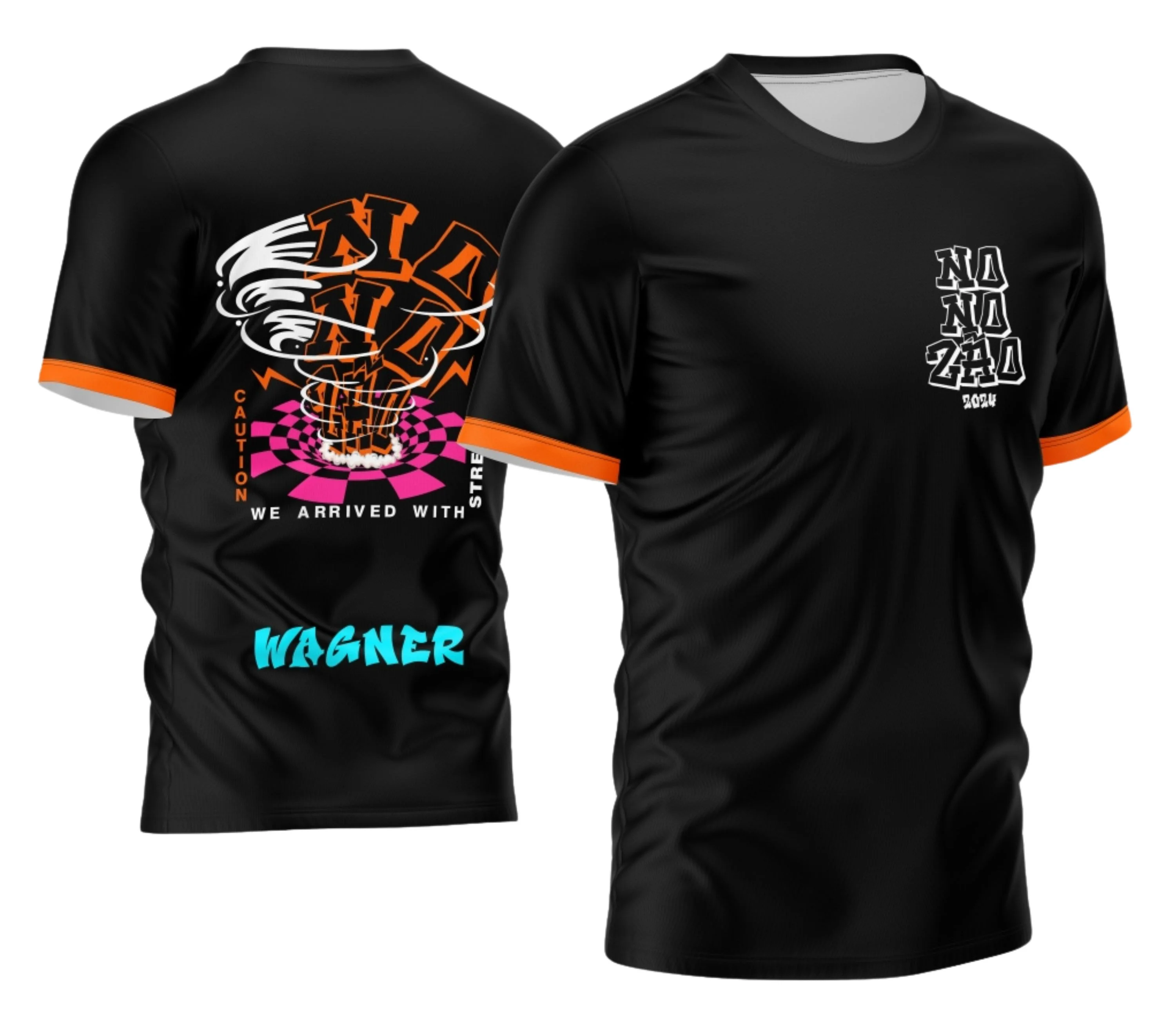 Camiseta unissex preta com logo no peito e estampa grande nas costas do tema Camisa Nono Ano 2026 Furacão Nonozão, ideal para ocasiões especiais do nono ano.