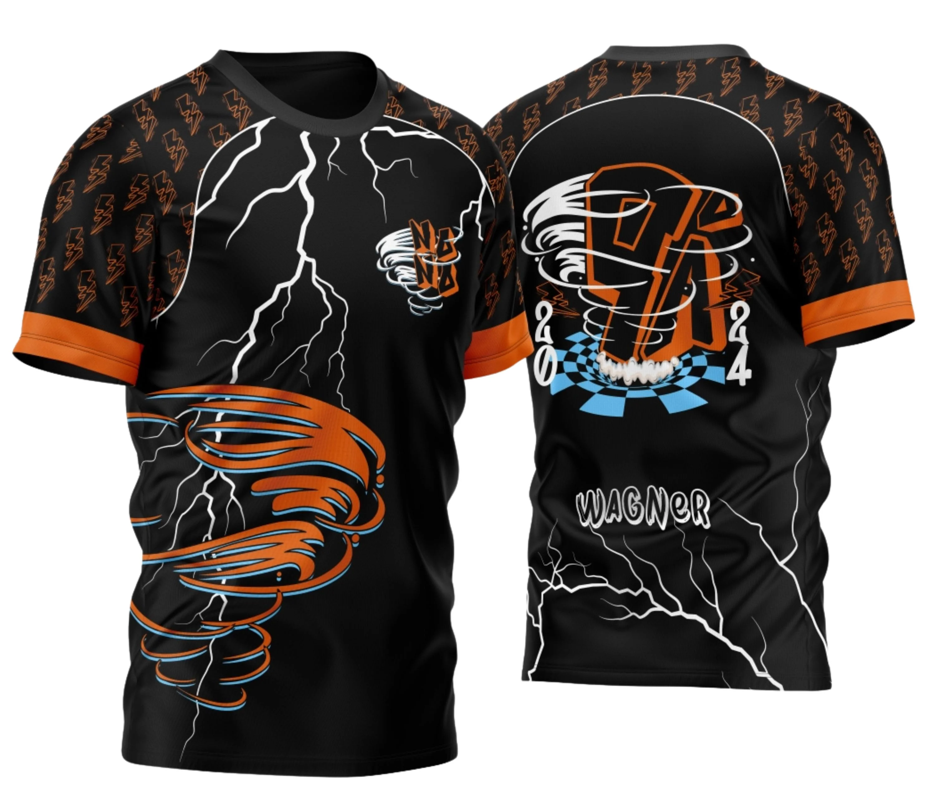 Camiseta unissex preta com logo no peito e estampa grande nas costas com tema Camisa Nono Ano Furacão 2026 Modelo 2A, ideal para grupos escolares ou eventos comemorativos.