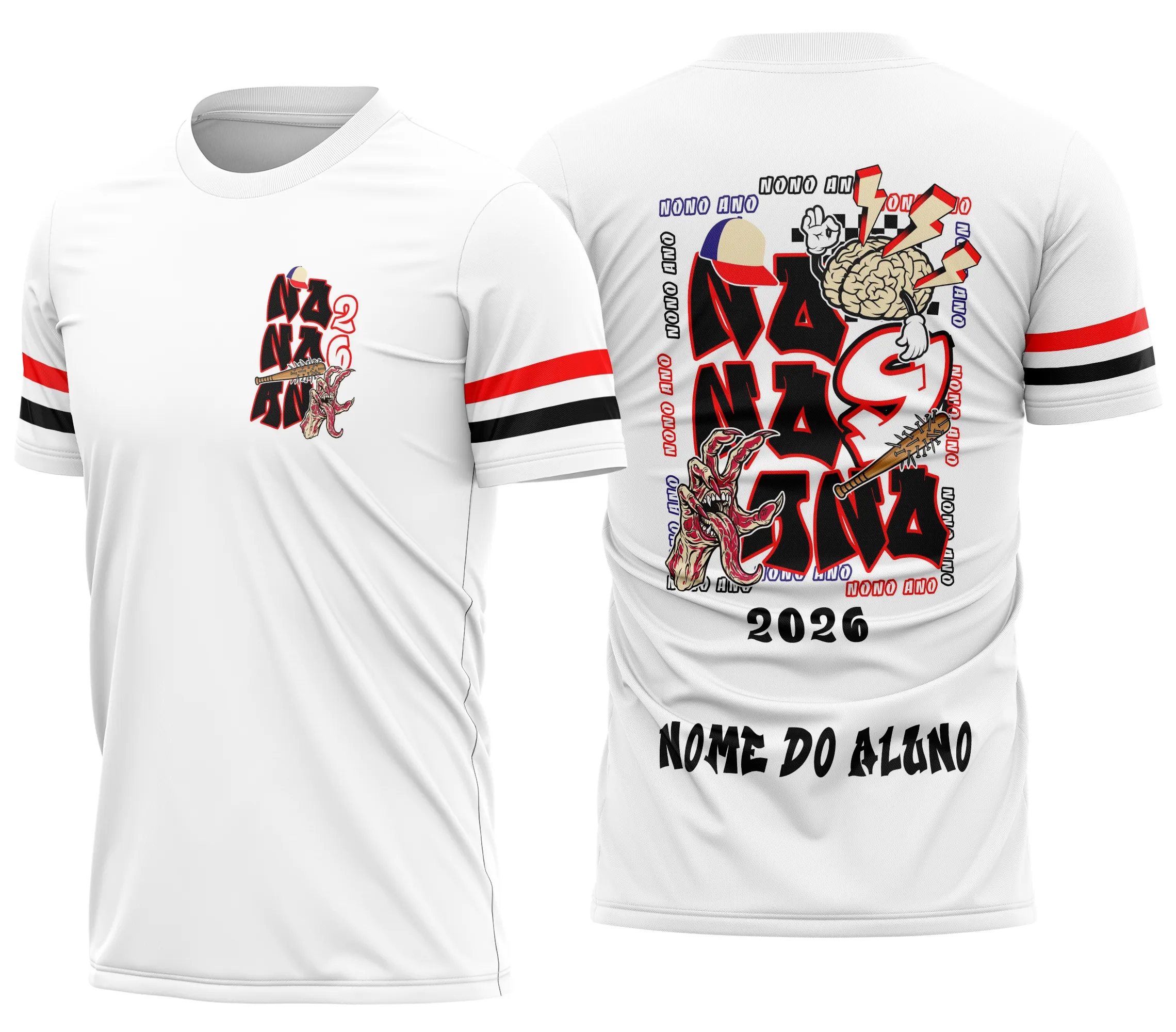 Camiseta unissex preta com logo no peito e estampa grande nas costas inspirada em Stranger Things Vecna, ideal para fãs da série e do nono ano.