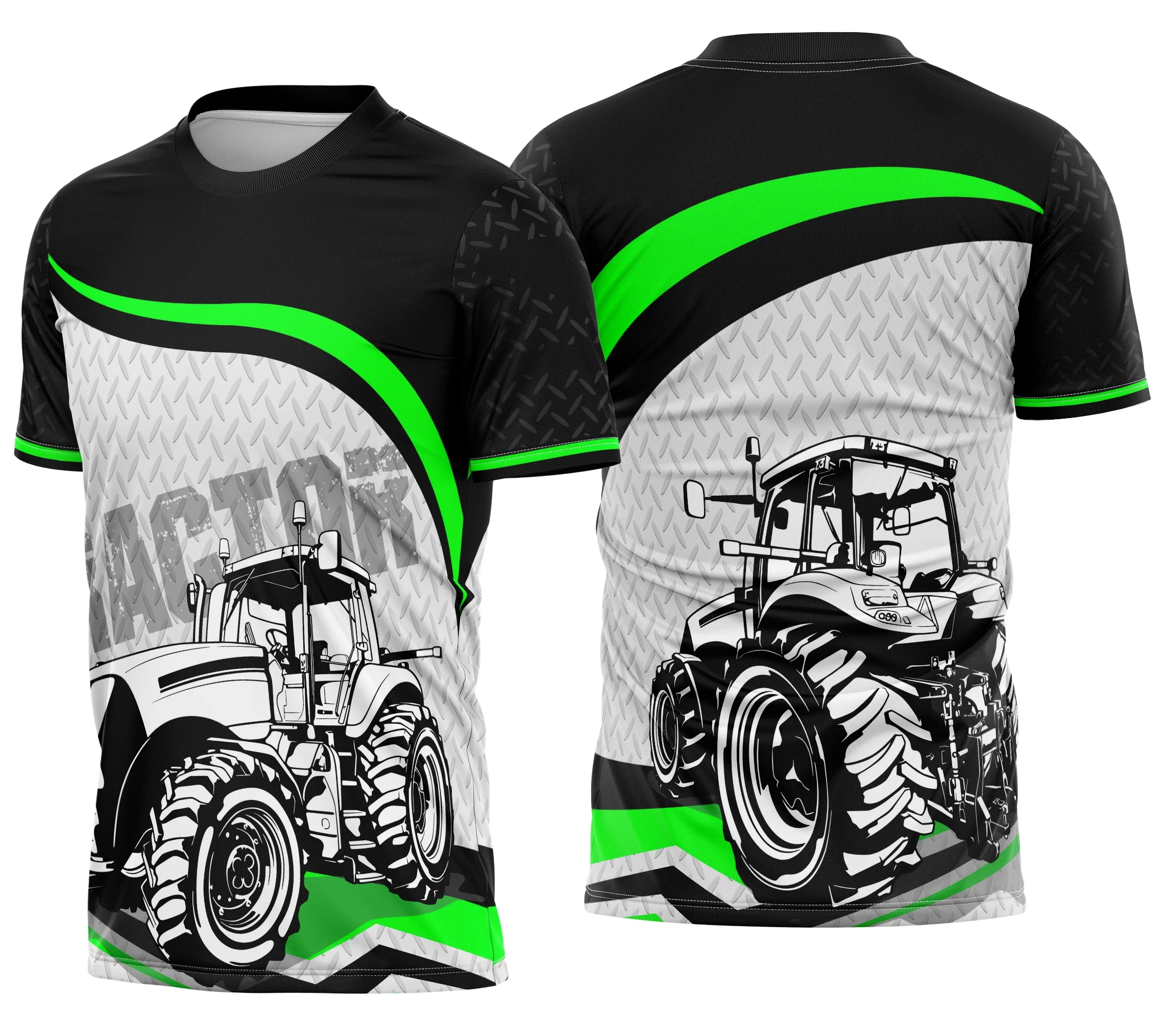 Camiseta unissex preta com logo no peito e estampa grande nas costas com tema Operador de Máquinas Pesadas, ideal para quem trabalha ou gosta da área pesada, visual marcante e moderno.