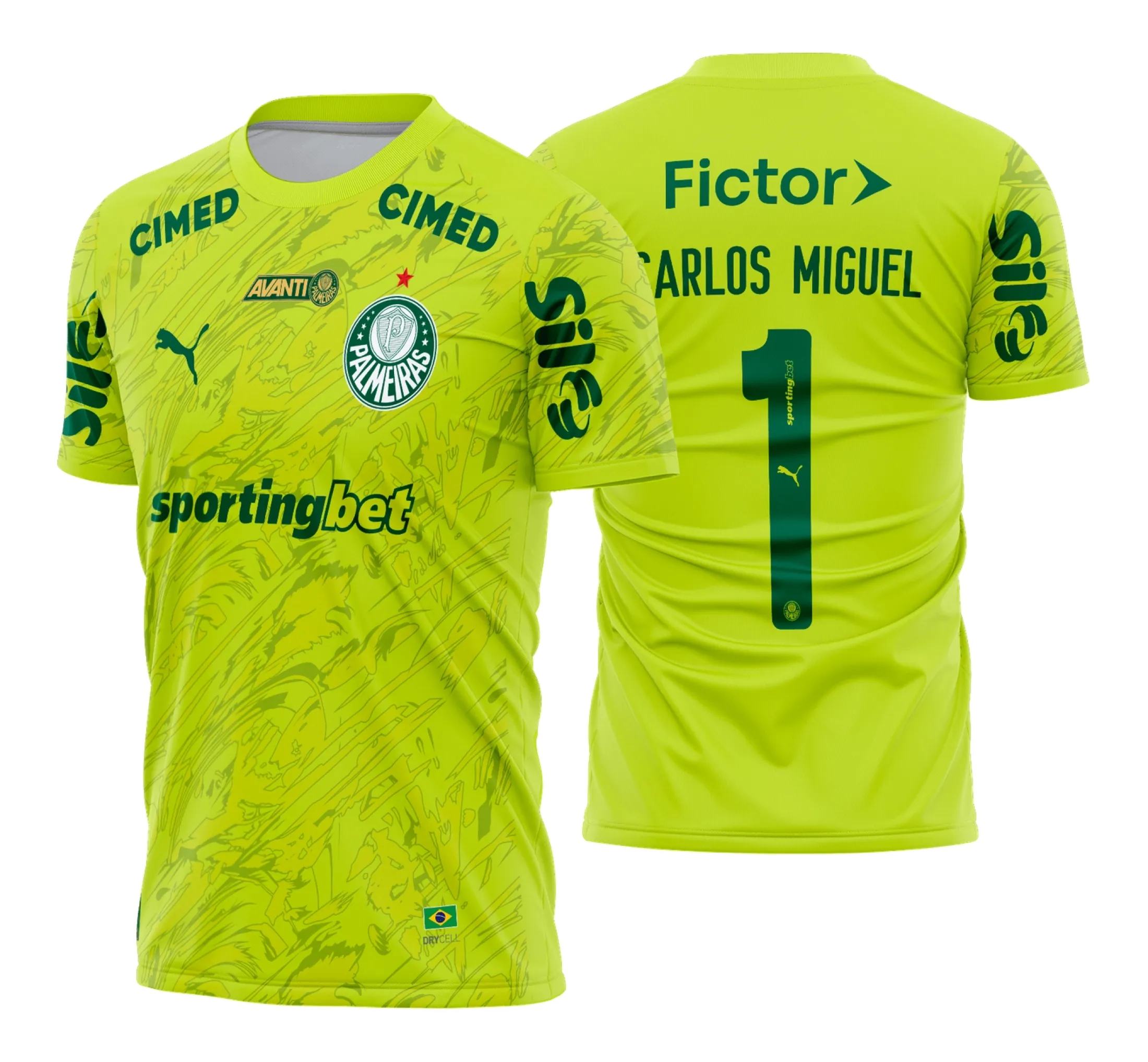 Camiseta unissex preta com logo no peito e estampa grande nas costas com tema Palmeiras Goleiro 2026, perfeita para torcedores vibrantes.