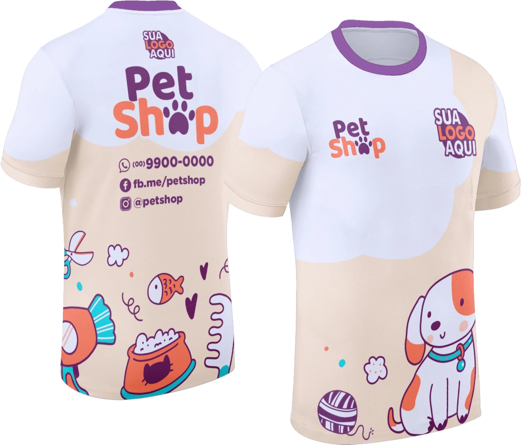 Camiseta unissex preta com logo no peito e estampa grande nas costas inspirada em Pet Shop, ideal para quem ama animais, trazendo estilo e conforto em visual moderno.
