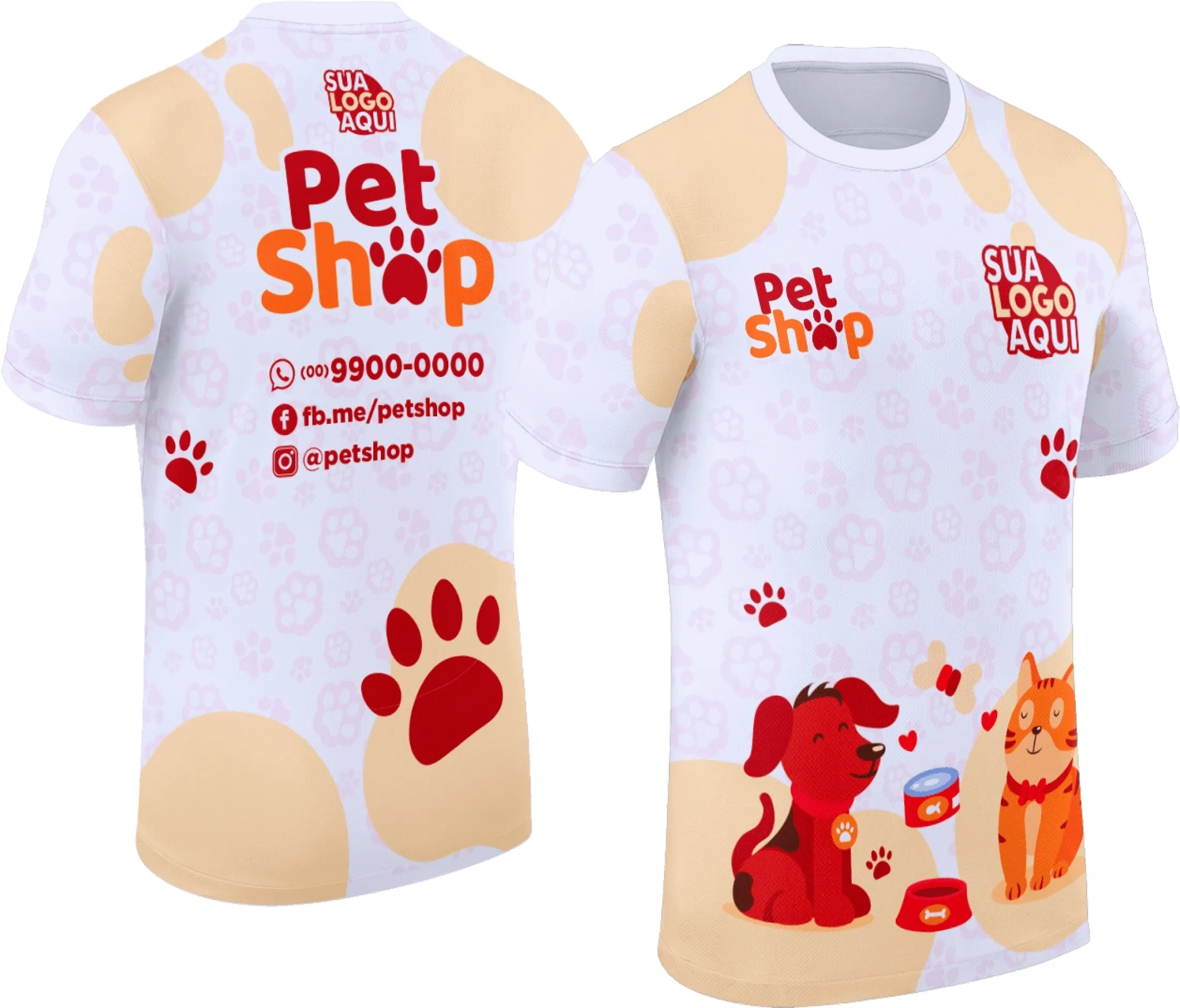 Camiseta unissex preta com logo no peito e estampa grande nas costas com tema Pet Shop Modelo 059, estilo moderno e confortável para o dia a dia.