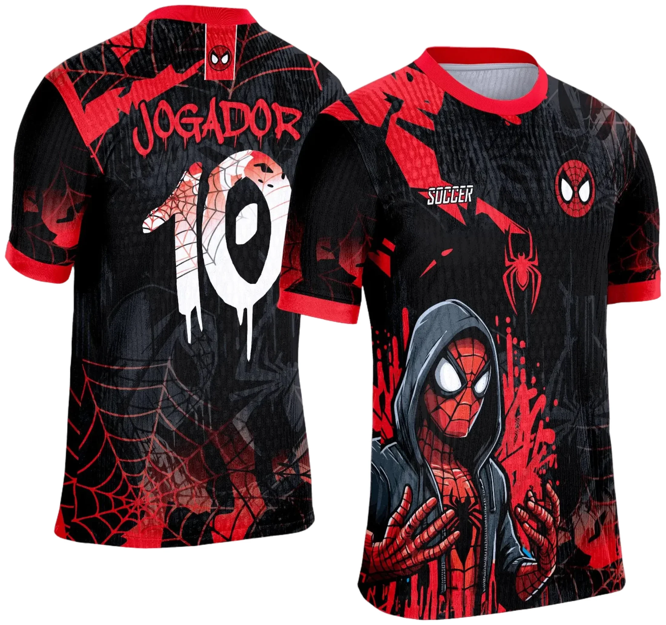 Camisa preta unissex com logo no peito e estampa grande nas costas do Homem Aranha Interclasse 2025, estilo moderno e perfeito para fãs do personagem.