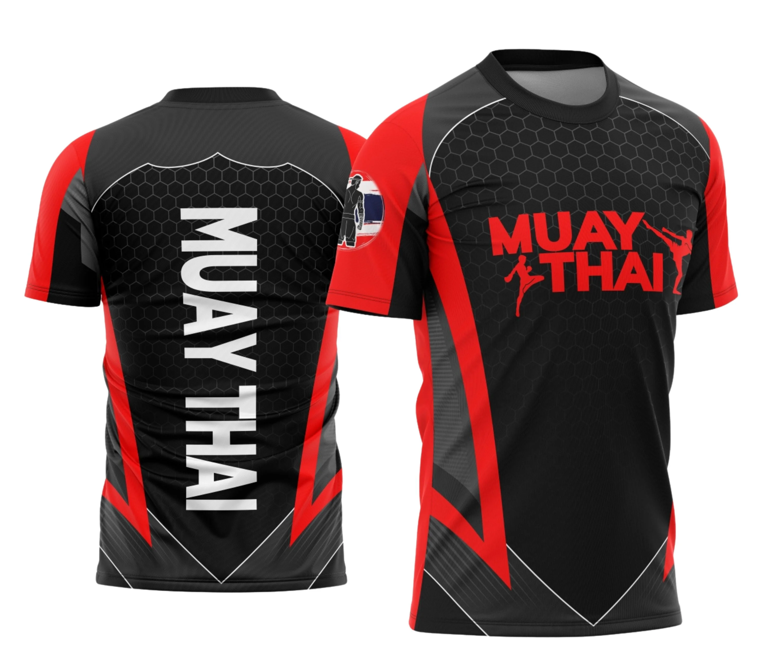 Camiseta unissex preta com logo no peito e estampa grande nas costas com tema Muay Thai Profissão, destacando estilo e força para praticantes e fãs.