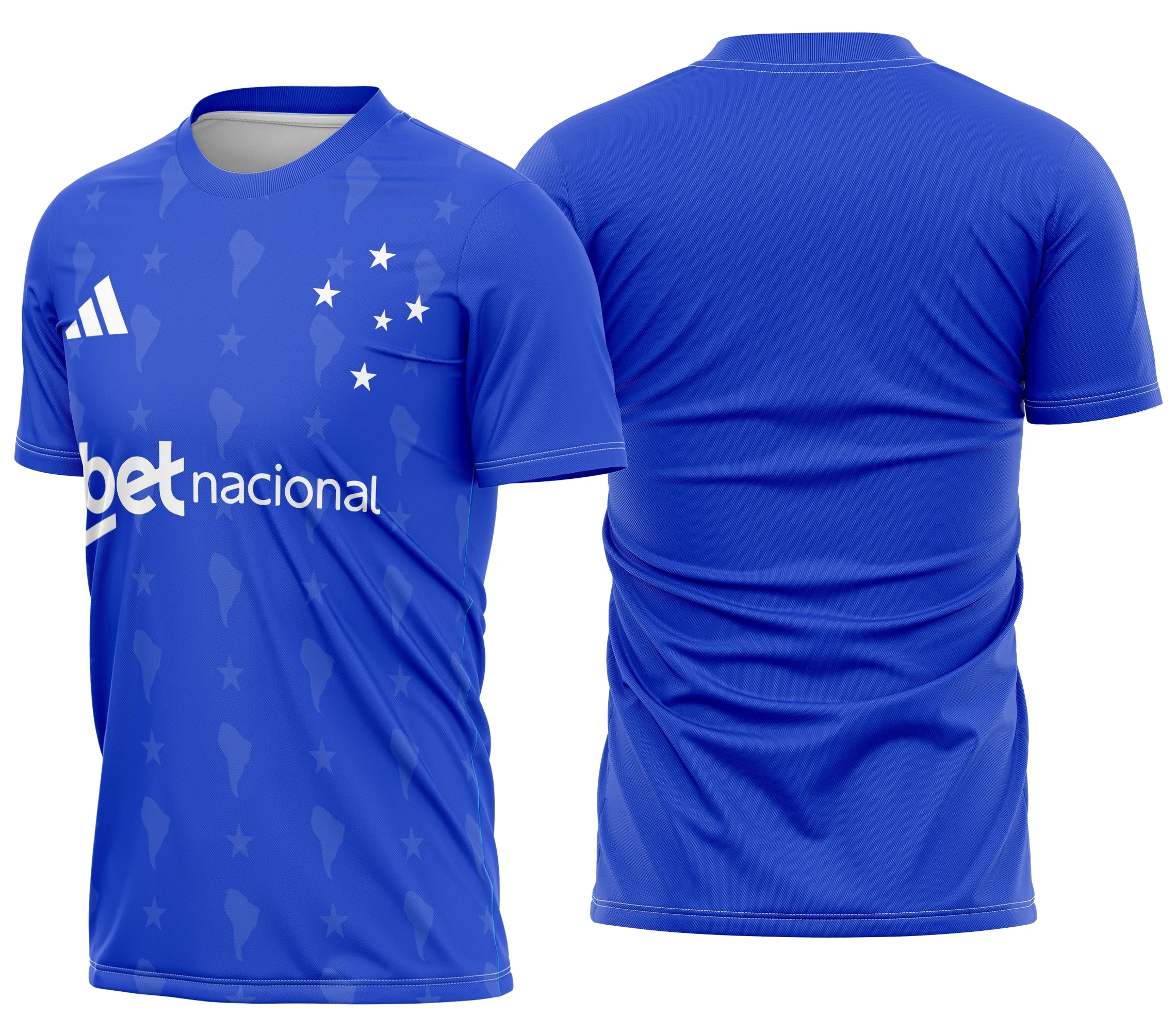 Camiseta unissex preta com logo no peito e estampa grande nas costas do Cruzeiro Home Kit 2026, perfeita para fãs e torcedores exibirem paixão pelo time.