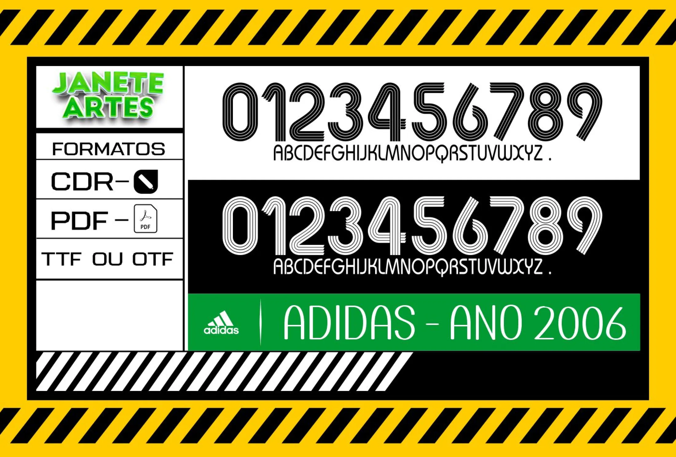 Camiseta unissex preta com logo no peito e estampa grande nas costas com tema Fonte de Time Tipografia Adidas 2006, combinando estilo esportivo e casual para fãs de futebol.