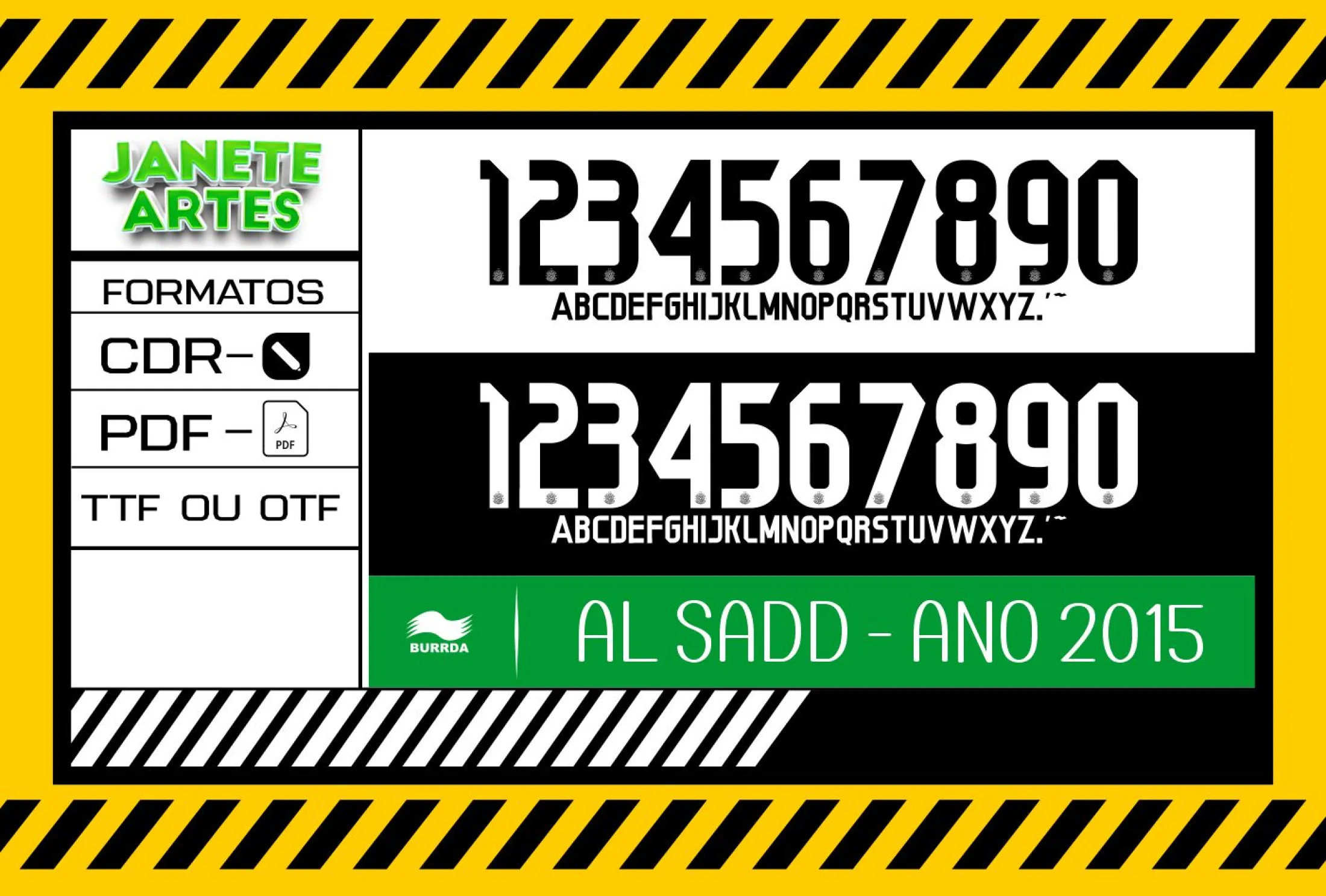 Camiseta preta unissex com logo no peito e estampa grande nas costas da Fonte de Time Tipografia Al Sadd 2015 Burrda Sport, ideal para fãs de futebol e esportes.