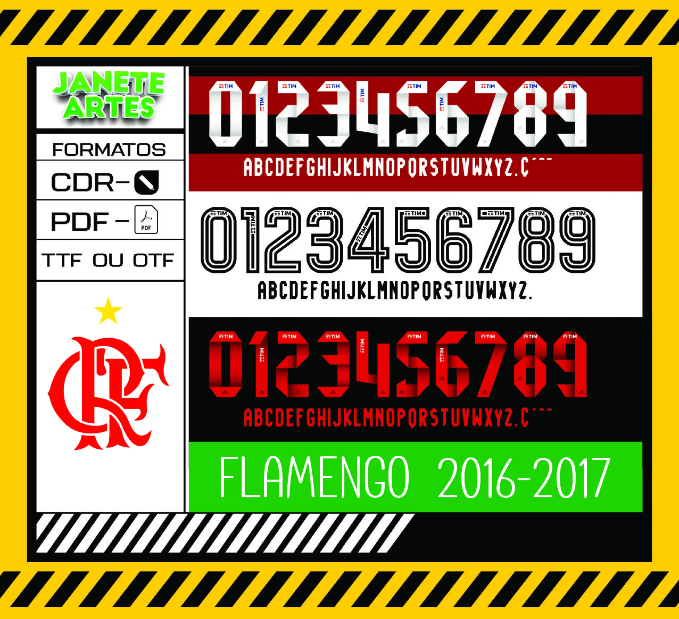 Camiseta unissex preta com logo no peito e estampa grande nas costas da fonte de time tipografia Flamengo 2016 2017, ideal para torcedores em eventos e uso casual.