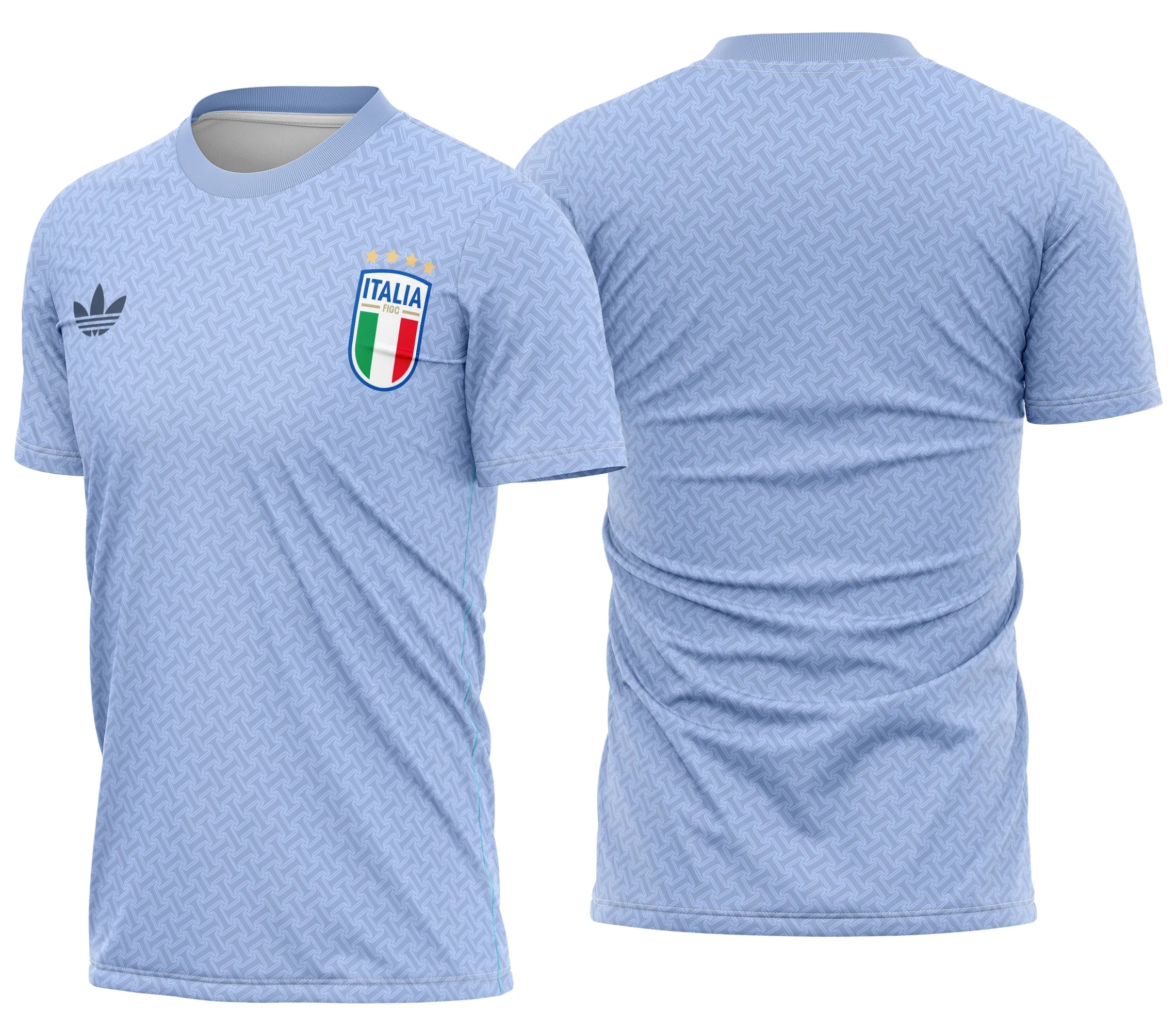 Camiseta unissex branca com logo no peito e estampa grande nas costas inspirada no Itália Uniforme Reserva 2026, design moderno e elegante para fãs e colecionadores.