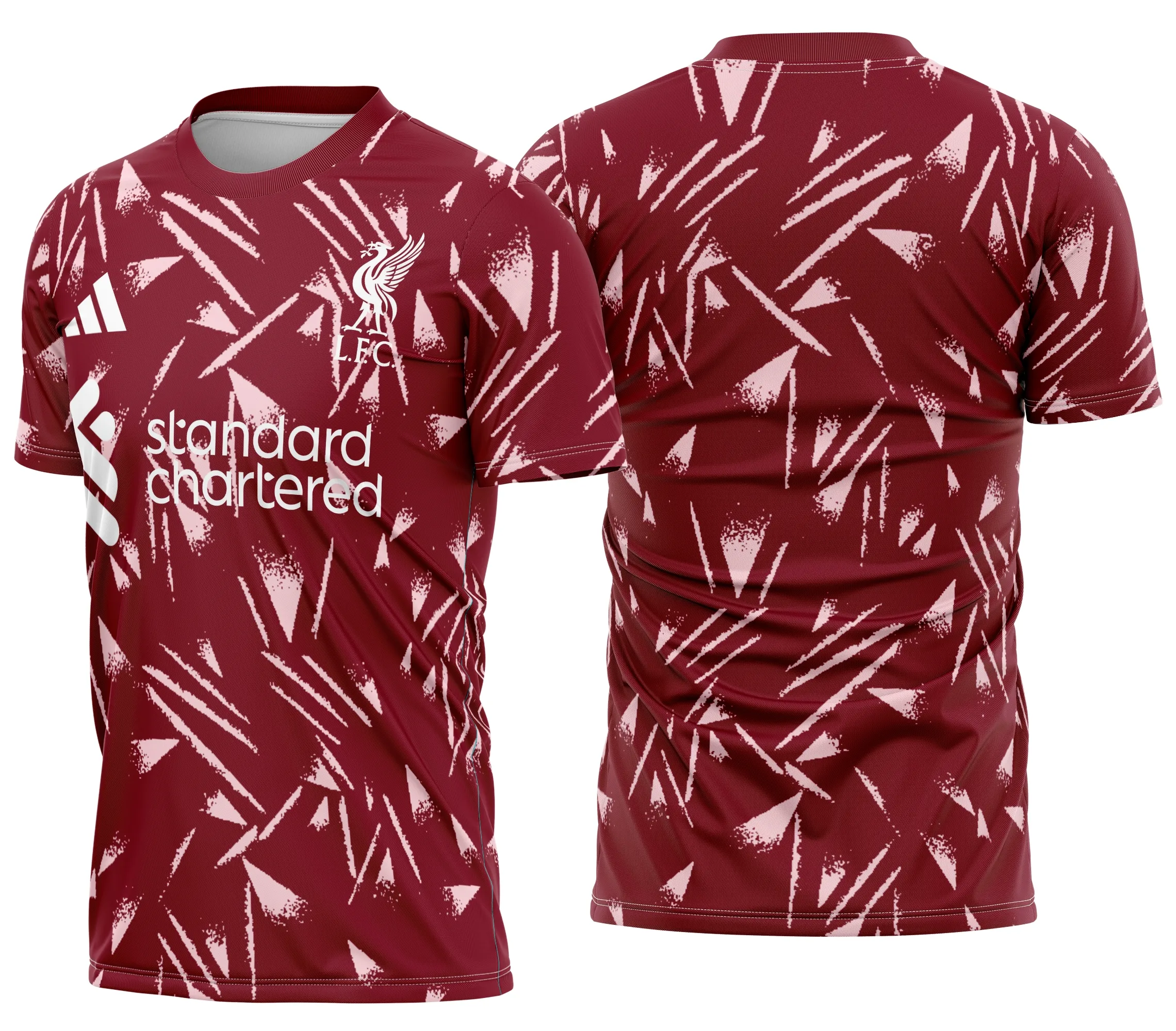 Camiseta unissex preta com logo no peito e estampa grande nas costas inspirada no Liverpool Home Kit Vazamento 2026, destacando design moderno e estilo esportivo.