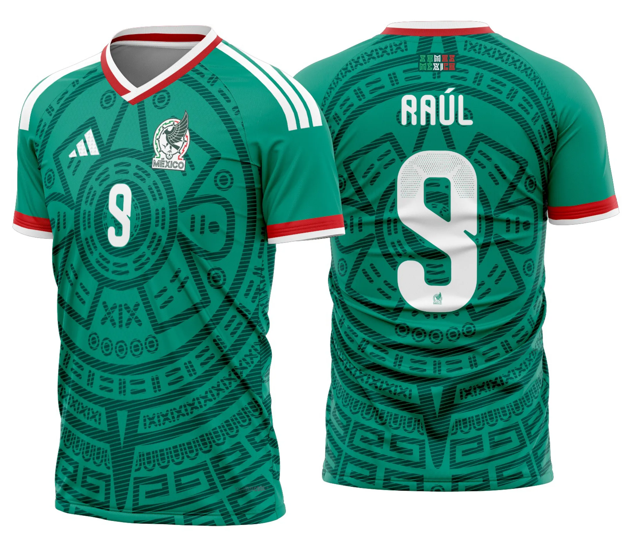 Camiseta unissex branca com logo no peito e estampa grande nas costas do México Titular Copa do Mundo 2026, design vibrante e moderno para torcer com estilo.