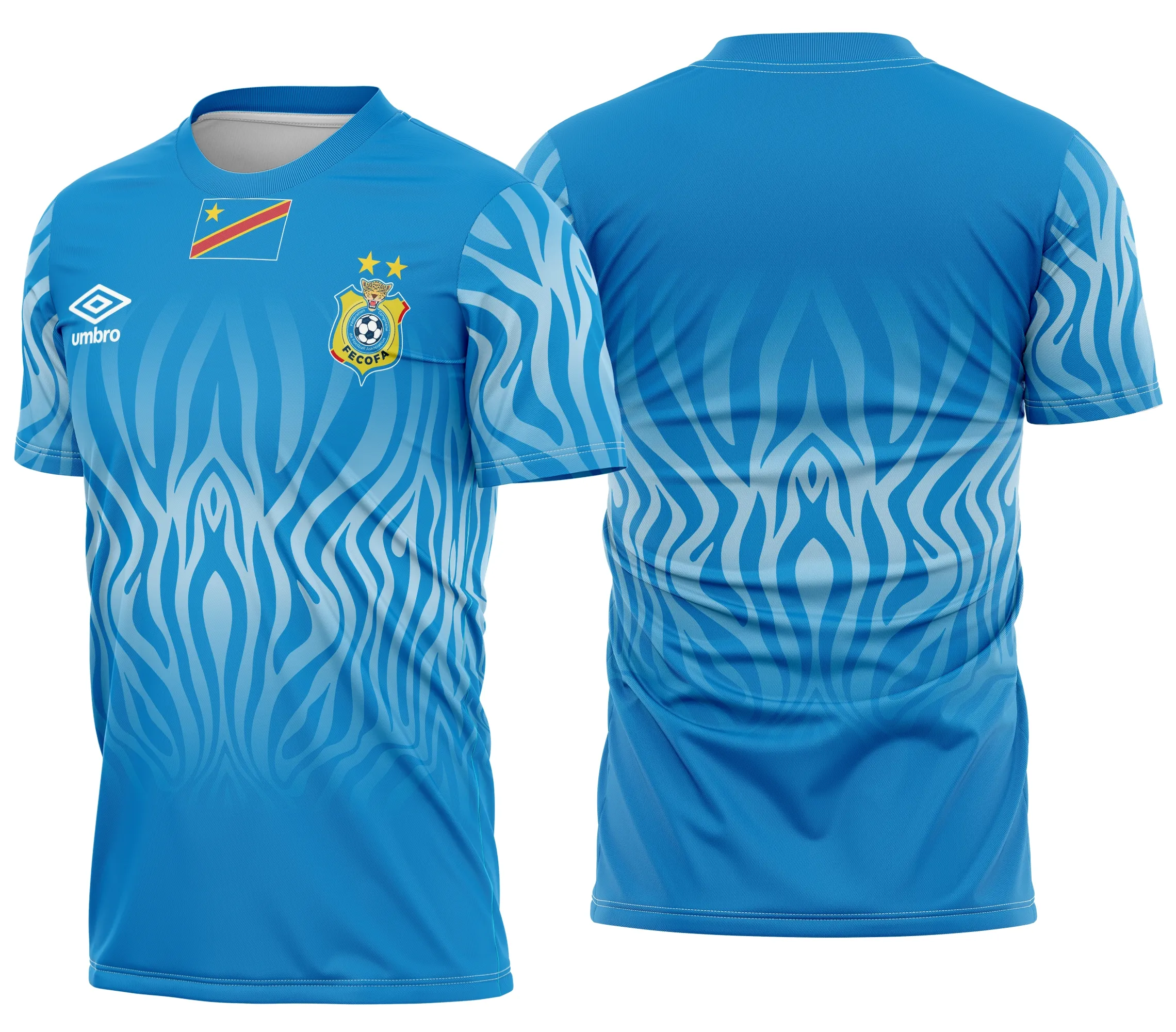 Camiseta unissex preta com logo no peito e estampa grande nas costas do República Democrática do Congo Home Kit 2026, destacando design moderno e vibrante para torcedores.