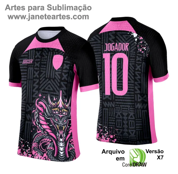 Arte Camisa Interclasse Cobra Serpente Rosa com Preto 2025 - 0007