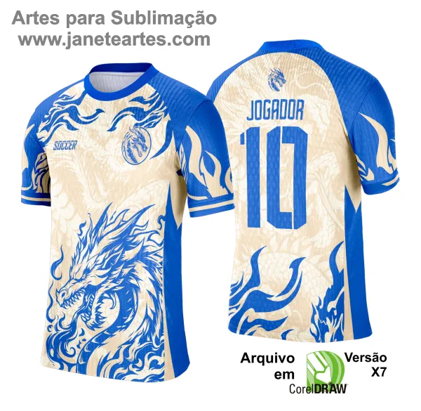 Arte Camisa Interclasse Dragão Azul com Bege 2025 - 0011