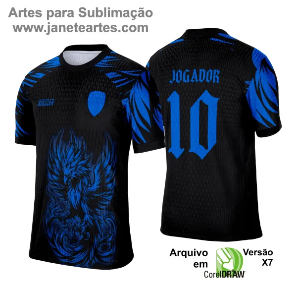 Arte Camisa Interclasse Fênix Negra com Azul 2025 - 0014