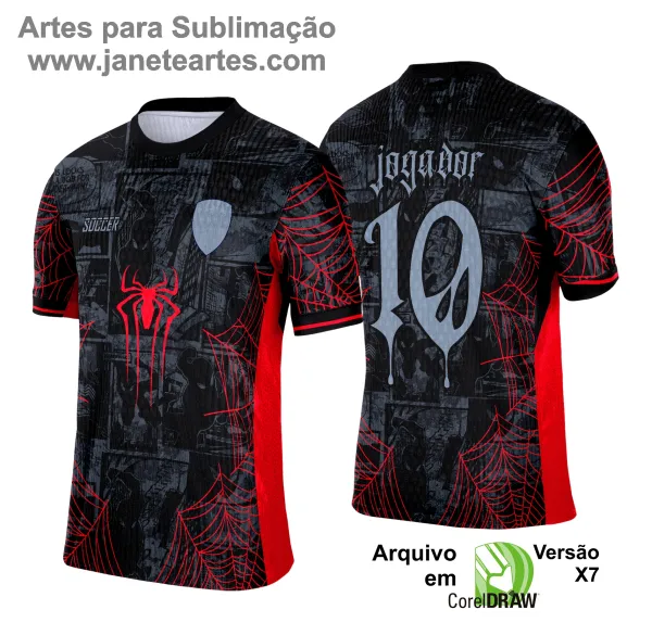 Arte Camisa Interclasse Homem Aranha Preta com Vermelho 2025 - 0020