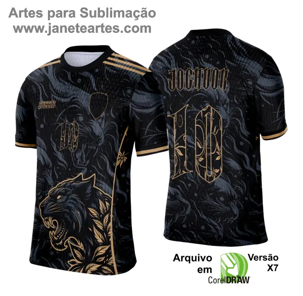 Arte Camisa Interclasse Pantera Negra com Dourado 2025 - 0004