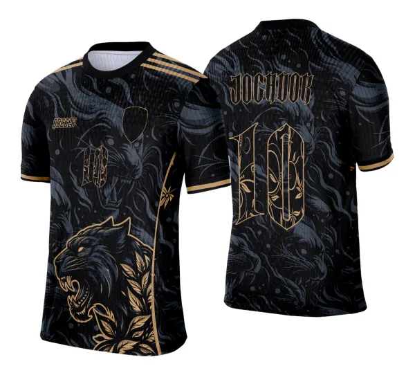 Arte Camisa Interclasse Pantera Negra com Dourado 2025 - 0004