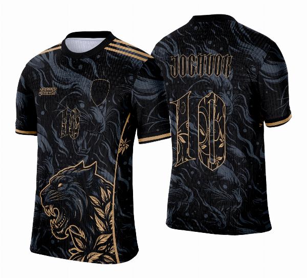 Arte Camisa Interclasse Pantera Negra com Dourado 2025 - 0004