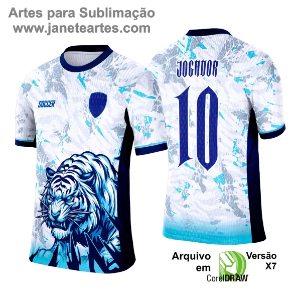Arte Camisa Interclasse Tigre Branco com Azul 2025 - 0005