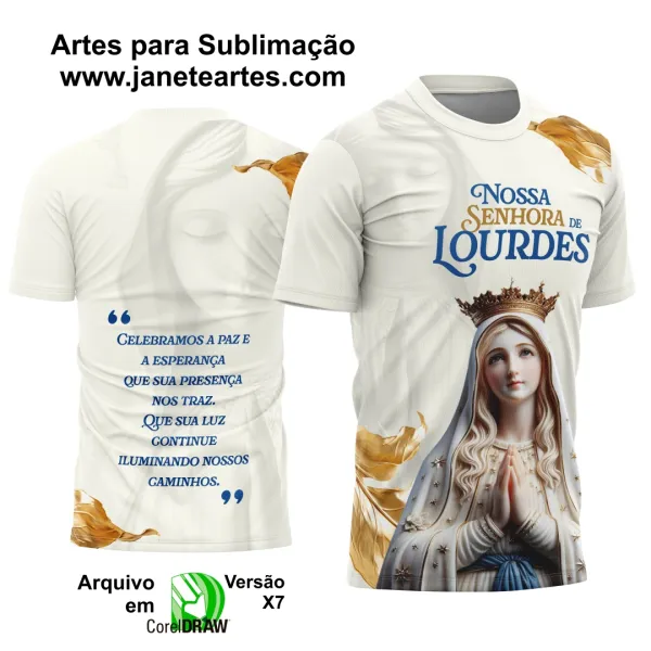 Arte Camisa Religiosa Nossa Senhora de Lourdes - 0001 - Religião