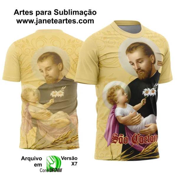 Arte Camisa Religiosa Santo São Caetano - 0016 - Religião