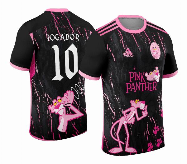 Arte Estampa Camisa Interclasse Pantera Cor de Rosa Desenho 2024