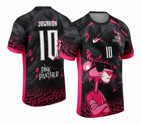 Arte Estampa Camisa Interclasse Pantera cor de rosa 2024