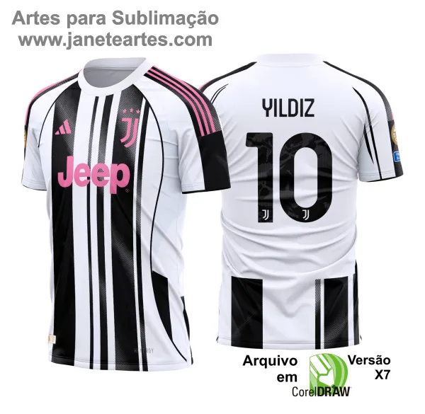 Arte Estampa Camisa Juventus Titular 2025 - 2026