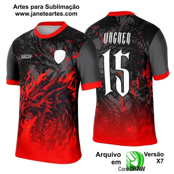 Arte Template Camisa Interclasse Dragão Vermelho - 0059