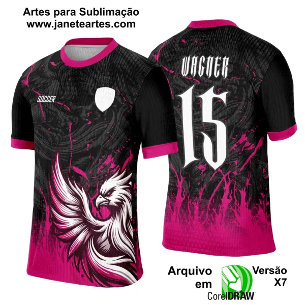 Arte Template Camisa Interclasse Fênix Chama Rosa - 0087
