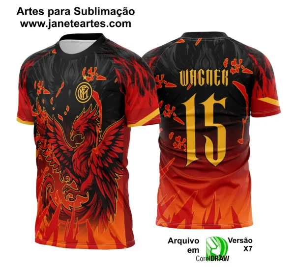Arte Template Camisa Interclasse Fênix Chamas Laranja - 0085