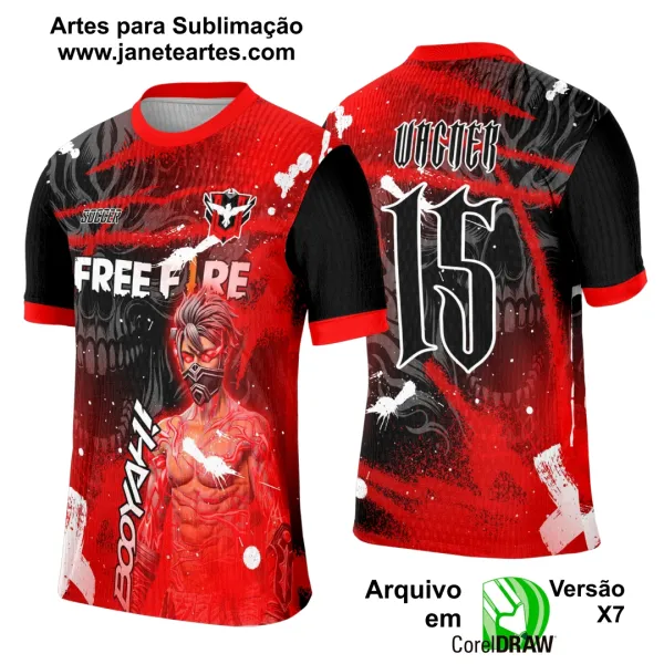 Arte Template Camisa Interclasse Free Fire Vermelha - 0088