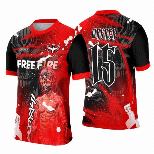 Arte Template Camisa Interclasse Free Fire Vermelha - 0088 Arte Template Camisa Interclasse Free Fire Vermelha - 0088