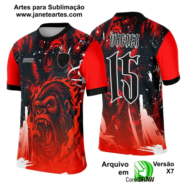 Arte Template Camisa Interclasse Gorila Vermelho - 0045