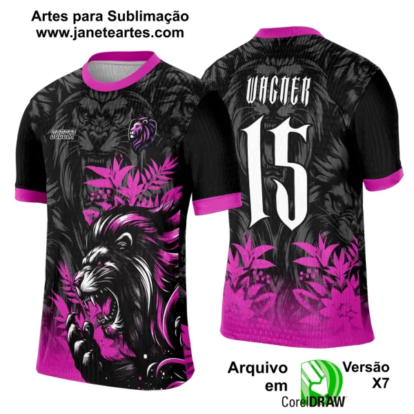 Arte Template Camisa Interclasse Leão Black Rosa 2025 - 0152