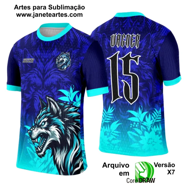 Arte Template Camisa Interclasse Lobo Azul - 0139