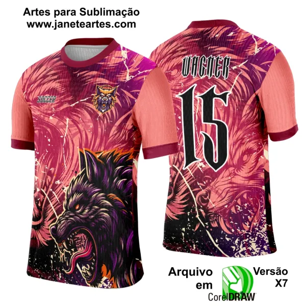 Arte Template Camisa Interclasse Lobo Vermelho - 0154