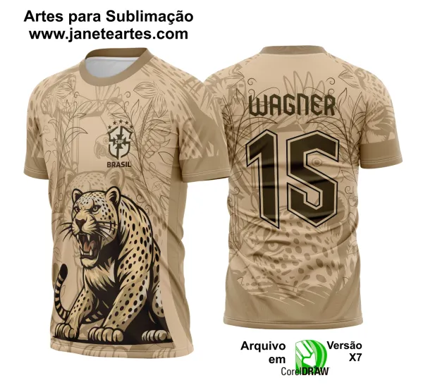 Arte Template Camisa Interclasse Onça Brasil Bege 2025 - 0074