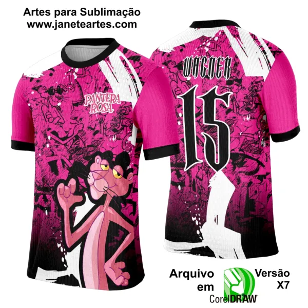 Arte Template Camisa Interclasse Pantera cor de Rosa  - 0035
