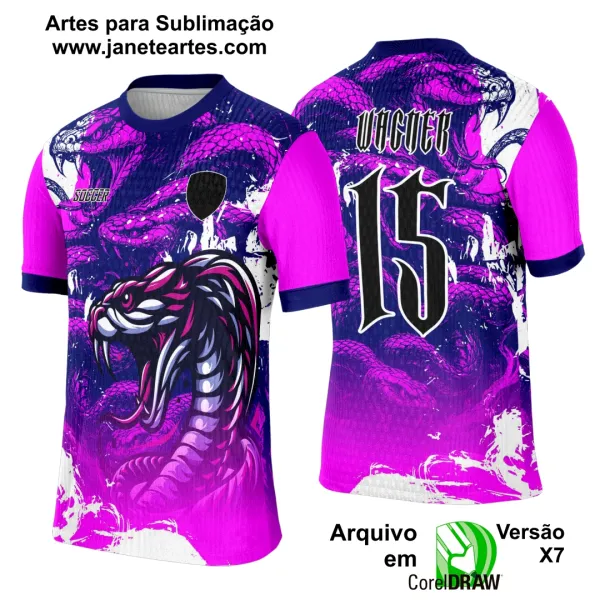 Arte Template Camisa Interclasse Serpente Rosa - 0029