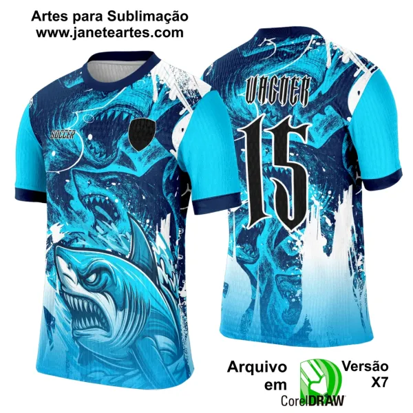 Arte Template Camisa Interclasse Tubarão Azul - 0026