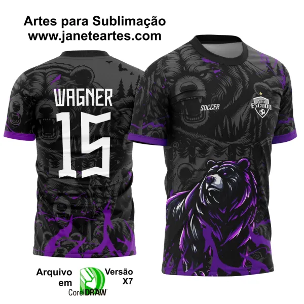 Arte Template Camisa Interclasse Urso Roxo - 0072