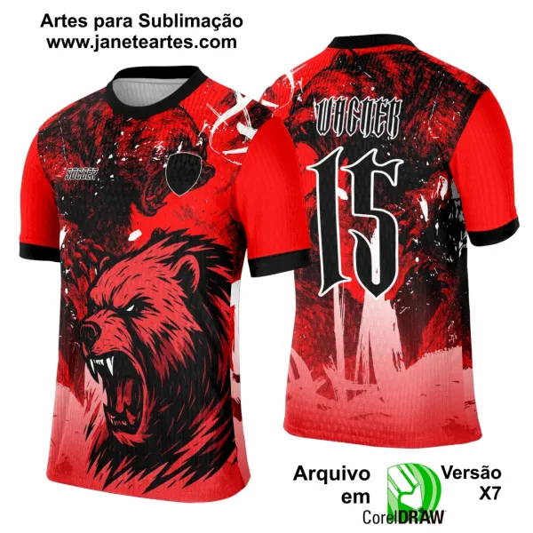 Arte Template Camisa Interclasse Urso Vermelho - 0036