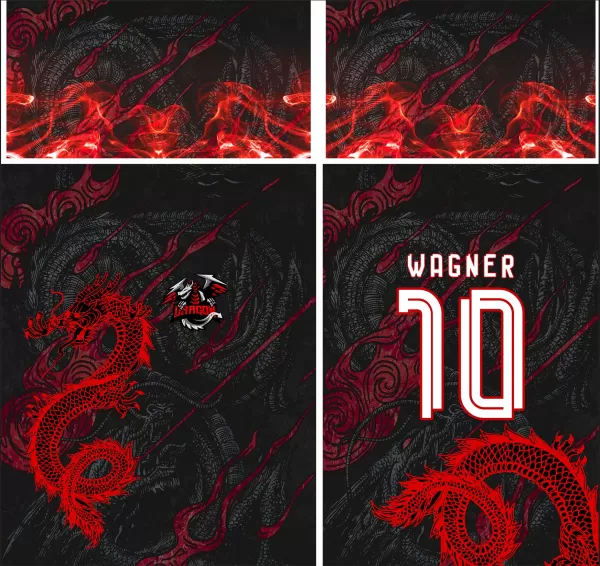 Arte Vetor Camisa InterClasse Dragão com Fogo 2023 Vermelho