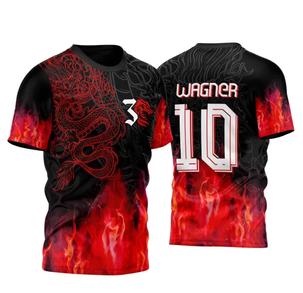 Arte Vetor Camisa InterClasse Dragão com Fogo 2023 Vermelho