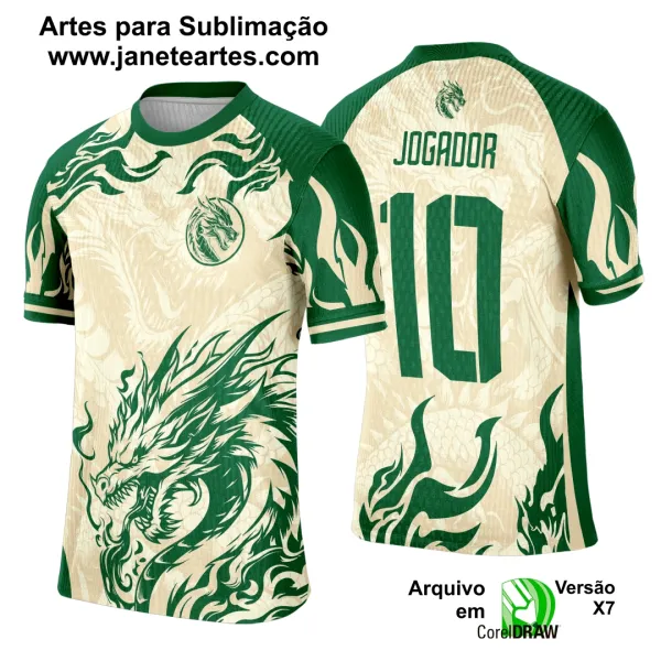 Arte Vetor Camisa Interclasse Bege Dragão Verde 2025 - 0247